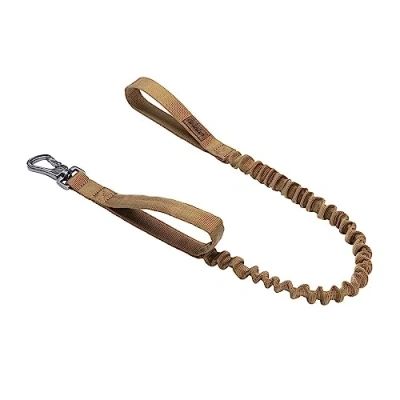 Image of EXCELLENT ELITE SPANKER Tactical Bungee Dog Leash Military Police Training Rope with 2 Control Handle for Medium and Small Dogs(Brown)