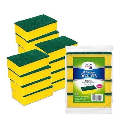 Image of HOMESHOPA Heavy Duty Scrub Sponges, Catering Sponges Scourers, Non Scratch Washing Up Scrubbing Dual Sided Dishwashing Cleaning Scourer, Reusable Pads for Kitchen Bathroom Pots Pans (12 Pack)