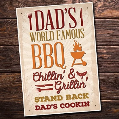 Image of RED OCEAN Dad&#039;s BBQ Barbeque Hanging Shed SummerHouse Sign Garden Plaque Birthday Gift For Him