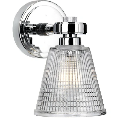 Image of Gunnislake 1 Light Wall Polished Chrome Glass Shade IP44, G9