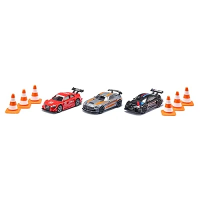 Image of siku 6331, Race Gift Set, Mercedes AMG GT4, Audi RS 5 Racing and BMW M4, Incl. 6 pylons, Toy Cars, Metal/Plastic, Multicolour, With sports rims rear wings