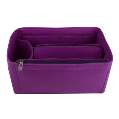 Image of NOTAG Bag Organiser Felt Insert Handbag Multi Pocket Tote (Purple, Medium)
