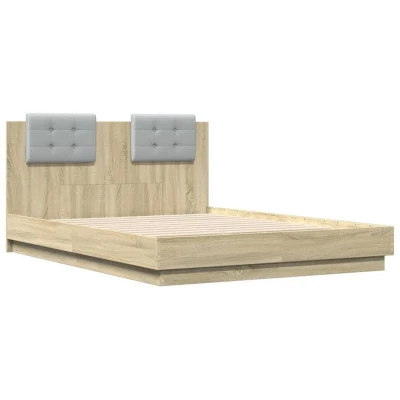 Image of vidaXL Bed Frame without Mattress Sonoma Oak 120x190 cm Small Double