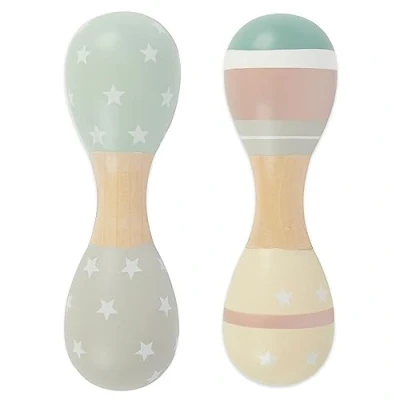 Image of Bieco Baby Rattle Stardust Set of 2 19 cm Maracas Toys for Babies 0 6 Months Montessori rattles Wooden