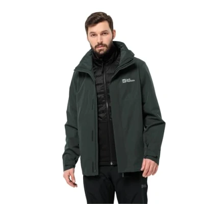 Image of Jack Wolfskin Men&#039;s Luntal 3 in 1 JKT M Jacket, Black Olive, XL