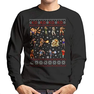 Image of Cloud City 7 Street Fighter Christmas Contestants KO Men&#039;s Sweatshirt Black
