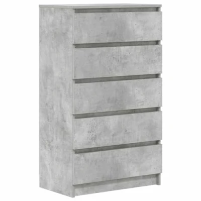 Image of vidaXL Modern Drawer Cabinet Engineered Wood in Concrete Grey Spacious Storage Furniture for Living Room and Bedroom