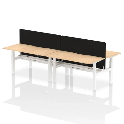 Image of Air B2B 1600x800 Adjustable 4P Bench Desk Scalloped Maple/White/Screen