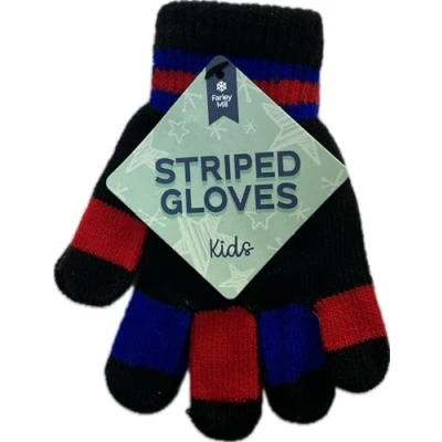 Image of Gem Imports Kids Magic Gloves Girls and Boys Soft Warm Thermal Stretchy Children&#039;s (Black Striped)