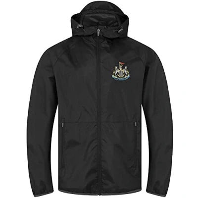 Image of Newcastle United FC Gift Mens Shower Jacket Windbreaker Peaked Hood Black Medium