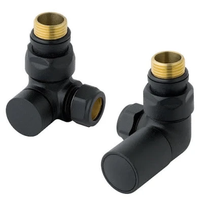 Image of Eastbrook Corner radator valves (pair) Textured Black