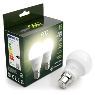 Image of ECO 75W Equivalent B22 Bayonet Energy Saving LED Light Bulb, Low 9.5W LED, 1055 Lumens, Warm White 3000K, Non Dimmable, 15,000Hrs Lifetime.