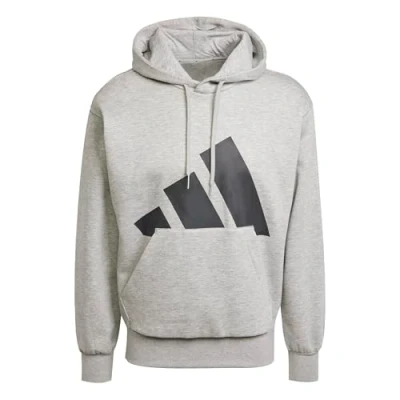 Image of adidas Men&#039;s ESSENTIALS BIG LOGO FLEECE HOODIE, medium grey heather/black, XXL
