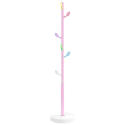 Image of vidaXL Pink Freestanding Iron Coat Stand Rack Heavy Base, 8 Hooks, Modern Clothes/Hanger for Hallway/Bedroom/Living Room