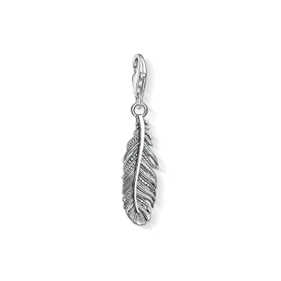 Image of Thomas Sabo Unisex Charm Pendant Feather Blackened Club 925 Sterling Silver 1559 637 21