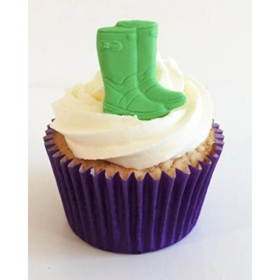 Image of 6 Fun &amp; Vibrant Edible Sugar Wellies: Green