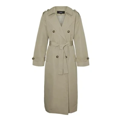 Image of VERO MODA Women&#039;s Vmchloe Noos Long Trench Coat Jacket, Laurel Oak, XS
