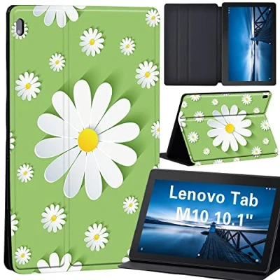 Image of Design Case for Lenovo Tab M10 TB X605F/ X605L/ X505F/ X505L Leather Tri Fold Stand Cover 10.1 Inch Tablet, (3D art daisy)