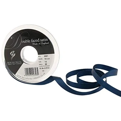 Image of Berisfords 3501 Double Satin Ribbon, Navy, 10 mm