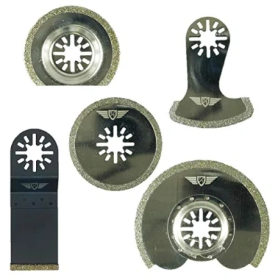 Image of 5 x TopsTools UNKD5 Diamond Grout Blades Compatible with Bosch Fein (Non StarLock) Makita Milwaukee Einhell Ergotools Hitachi Parkside Ryobi Worx Workzone Multi Tool Accessories