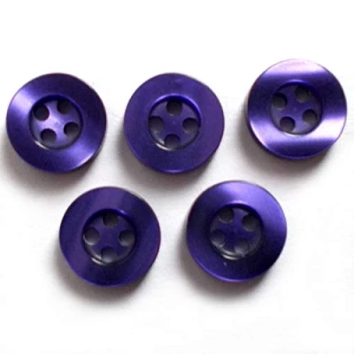 Image of Shiny 4 Hole Shirt Buttons 11mm Pack of 5 (Purple)