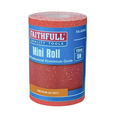 Image of Faithfull FAIAR580R 5M Medium (80 Grit) Sandpaper Roll Red (HD) 115mm x