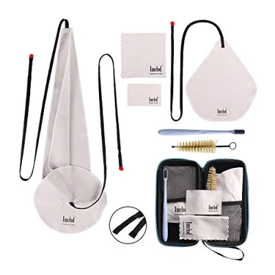 Image of Imelod Saxophone Cleaning kit with Case for Alto Tenor Clarinet Flute and other Wind &amp; Woodwind Struments Including Sax Cloth(4pcs),Mouthpiece Brush(Dark Gray)