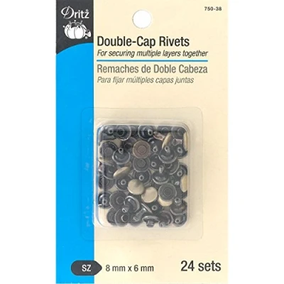 Image of Dritz Double Cap Rivets, Brushed Brass, 8mm x 6mm
