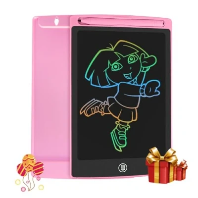 Image of HOMESTEC Drawing Toys, Girls Gifts, Colored LCD Writing Tablet, 8.5 inch Educational Doodled Pad, Kids Sensory Learning (Pink)