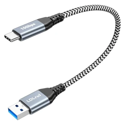 Image of LDLrui Short USB 3.2 Gen 2 A to C Cable [10Gbps, 0.3M], SuperSpeed Data Transfer Cable, 3.1A Fast Charging Android Sync Charge Cord for Samsung/Sandisk Portable SSD, Galaxy S21/S20,Power Bank