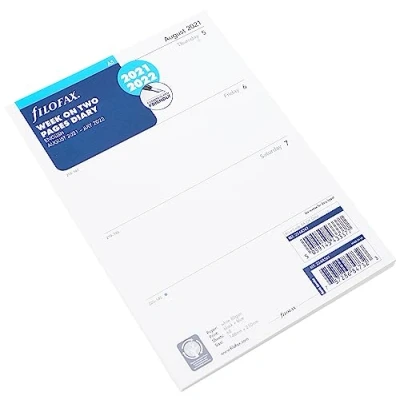 Image of Filofax A5 Week on Two Pages English mid Year Diary August 21 July 22