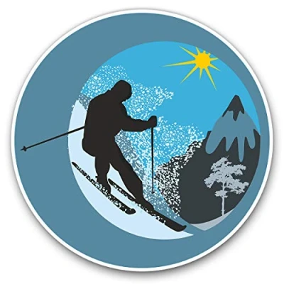 Image of Vinyl Stickers (Set of 2) 15cm Winter Skiing Ski Mountain Skier Laptop Tablet Luggage Scrapbook #7133