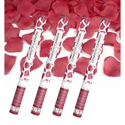 Image of Party Cannon, Popper, Streamer, Car Decoration, XXL, 60 cm, Red Rose Petals, Pack of 4
