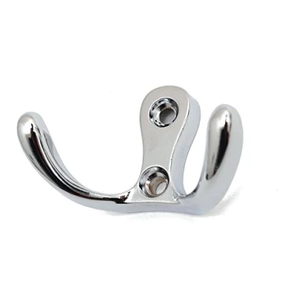 Image of 2 x Double Hat Coat Hanger Hook Door Wall Bath Chrome CK24