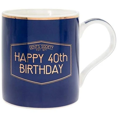 Image of Fine China Blue Mug for 40th Birthday by Gents Society