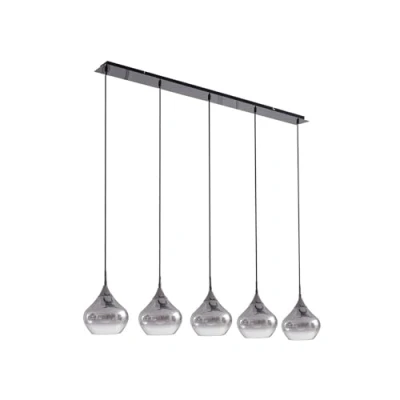 Image of Lucande pendant light Jarven, 5 bulb, black, glass