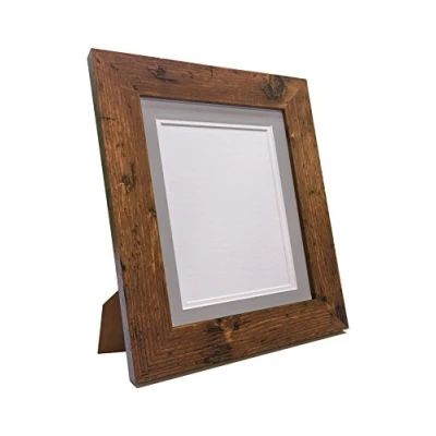 Image of Metro Vintage Wood Photo Picture Poster Frame with Dark Grey on White Double Mount 50 x 40 cm for Image Size A3