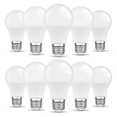 Image of LEDYA E27 Screw Bulb, 9W 806LM LED Lights Bulbs, 60W Incandescent Bulb Equivalent, 3000K Warm White, A60 Energy Saving Lamp Pack of 10