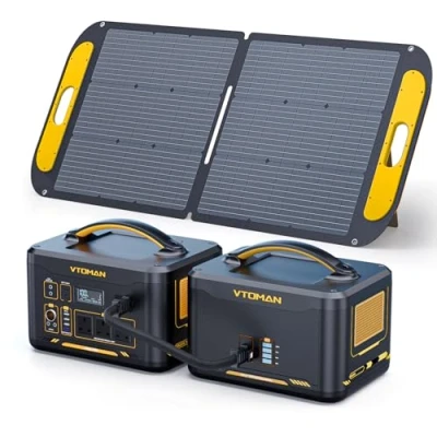 Image of VTOMAN 3096Wh Portable Power Station Bundle with Extra Battery &amp; 110W Solar Panel Included Up to 4400W Generator for Home Backup, Off grid, Road Trip, RV, Camping, Fishing, Emergencies