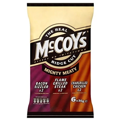 Image of McCoy&#039;s Ridge Cut Crisps Mighty Meaty Variety (6x30g) Pack of 2