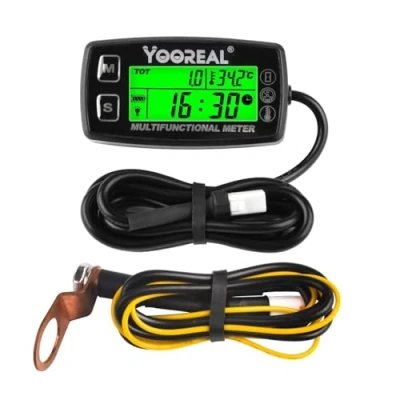 Image of Yooreal Digital Engine Temperature Gauge Meter,Tachometer and Hour Meter,Removable Temp Probe,Waterproof for Scooter Snowblower Mini Bike Motorcycle Lawn Tractor Generator Dump Truck