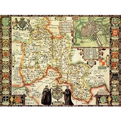 Image of Oxfordshire Historical Map 1000 Piece Jigsaw Puzzle (1610). Free print!
