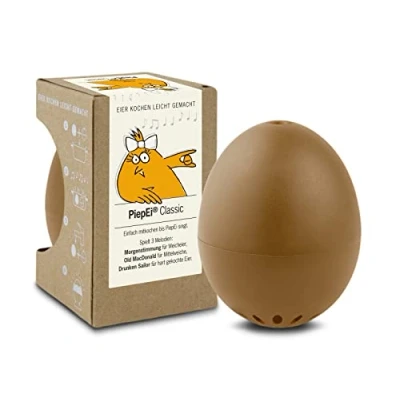 Image of PiepEi Classic Brown Singing Egg Timer for Cooking with Cooker 3 Hardness Levels Beep Melodies Funny Music Brainstream