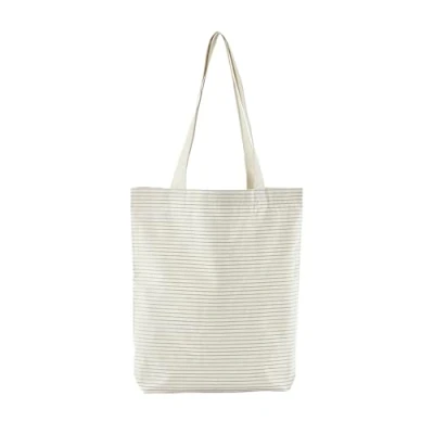 Image of Westford Mill W251 Striped Organic Cotton Tote Grey Stripe