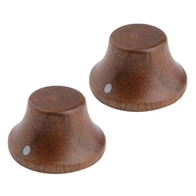 Image of KAISH 2 Pack Wood Knobs LP/Strat Style Bell Guitar Bass Top Hat Knob with Indicator Dot Walnut