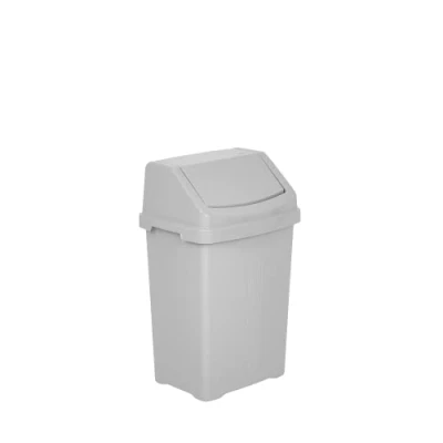Image of M1SS Upcycled Soft Grey Plastic Swing Bin Waste Recycle Dustbins Kitchen, Bathroom Rubbish Trash Refused Bins (8 Litre)