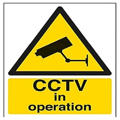 Image of Vsafety 63050AU W CCTV in Operation Warning Sign 200mm x 300mm Self Adhesive Window Sticker, Black/Yellow