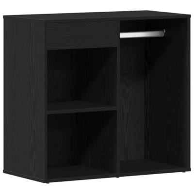 Image of vidaXL Black Oak Wood Storage Vanity Cabinet with Textured Finish Bedroom/Bathroom Furniture