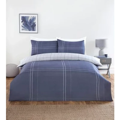 Image of Rapport home Hudson Microfibre Full Bedding Set King Multi Reversible Duvet Cover, Fitted Sheet with matching Pillowcases