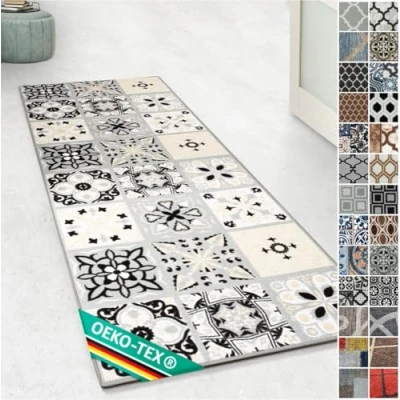 Image of Design Carpet Runner Rug Floor Mat, Non Slip Mat for Kitchen Hallway Living Room Bedroom Vintage Ornament Classic Modern (80 x 150 cm, Dublin)